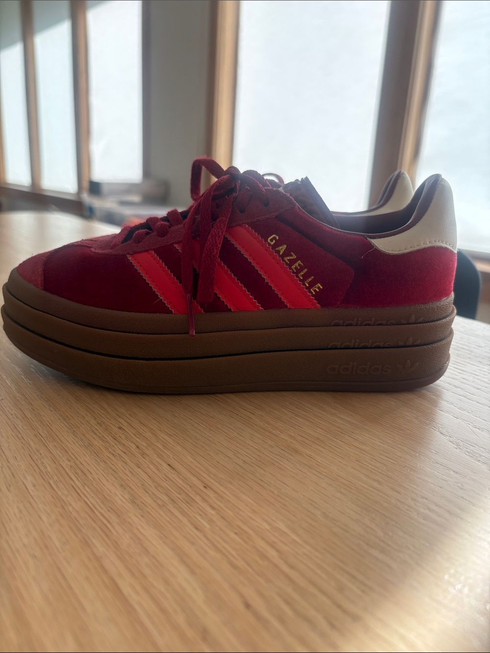 adidas Red Suede Gazelle Platform Sneaker